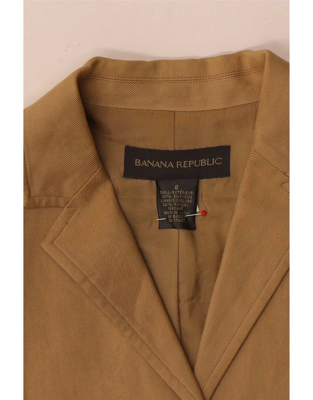 Banana Republic Damen-Blazer mit 3 Knöpfen, Gr. 8, Beige, Seide