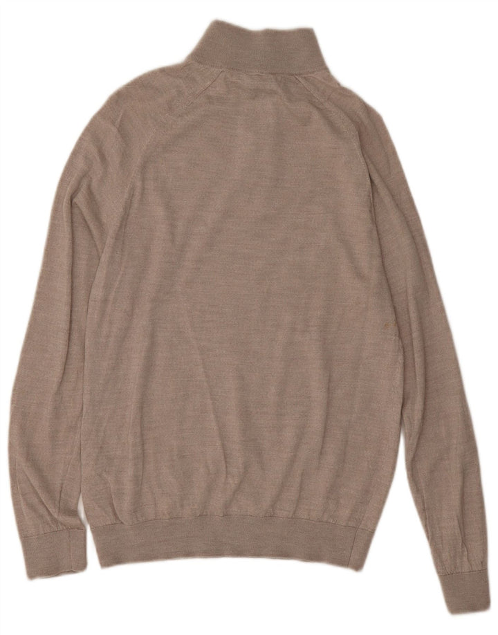 REISS Herren-Pullover mit Reißverschluss am Hals, große graue Wolle