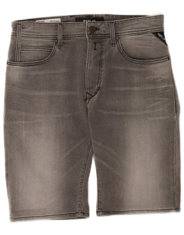 Replay Herren Larston Denim Shorts W30 mittelgraue Baumwolle
