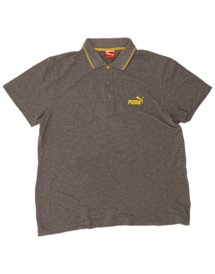 Puma Herren-Poloshirt, groß, grau gestreift, Baumwolle