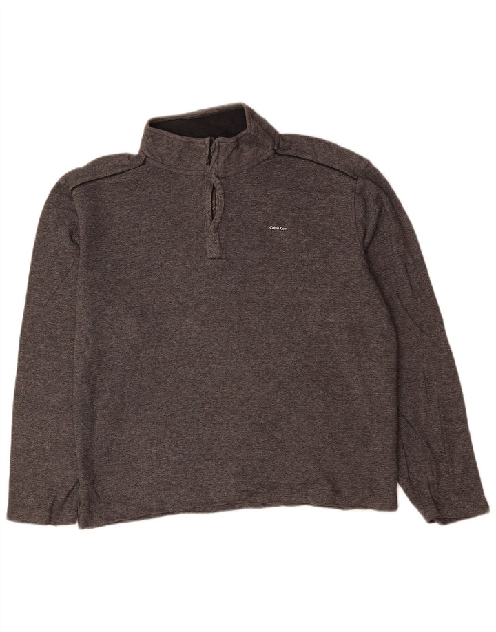 CALVIN KLEIN Übergroßer Damen-Sweatshirtpullover mit Reißverschluss, UK 12, Mittelgrau