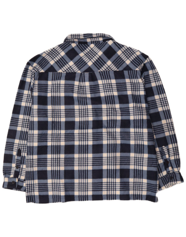 IDENTIC Mens Fleece Shirt 5XL Navy Blue Check Polyester