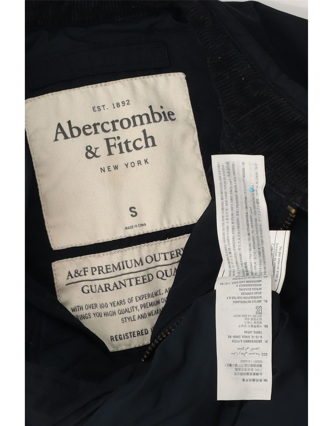 Abercrombie & Fitch Herren Steppjacke UK 36 Small Marineblau Polyester