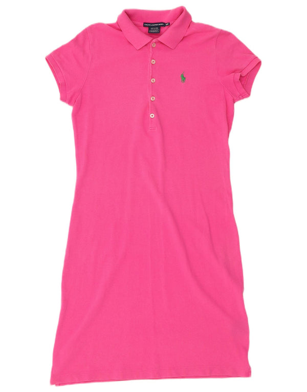 RALPH LAUREN Damen Polokleid UK 10 Small Rosa Baumwolle