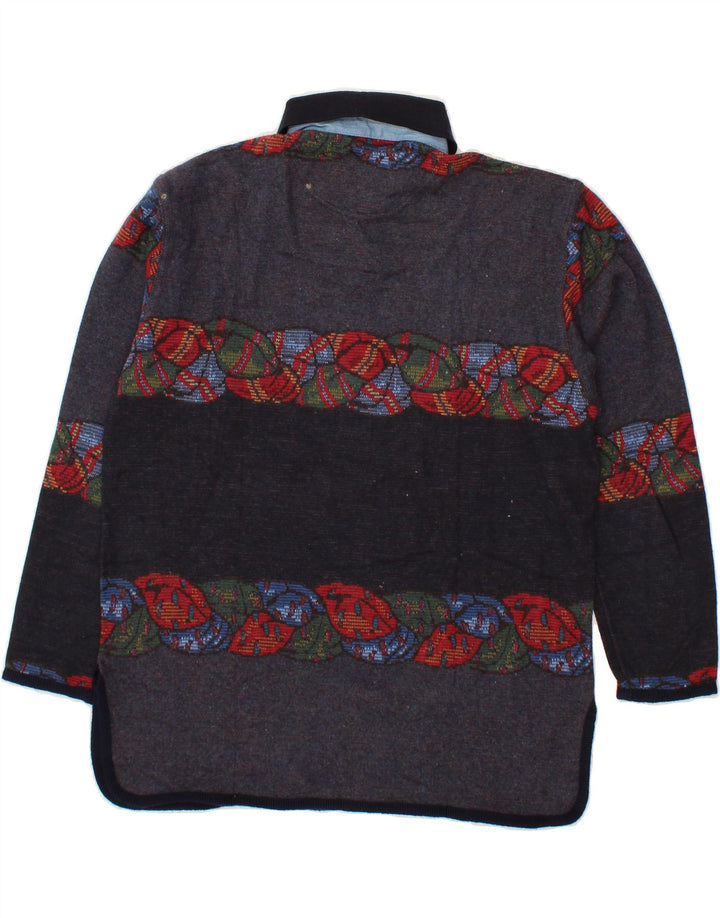 JOHNNY LAMBS Womens Polo Neck Jumper Sweater IT 44 Medium Grey Colourblock Vintage Johnny Lambs and Second-Hand Johnny Lambs from Messina Hembry 