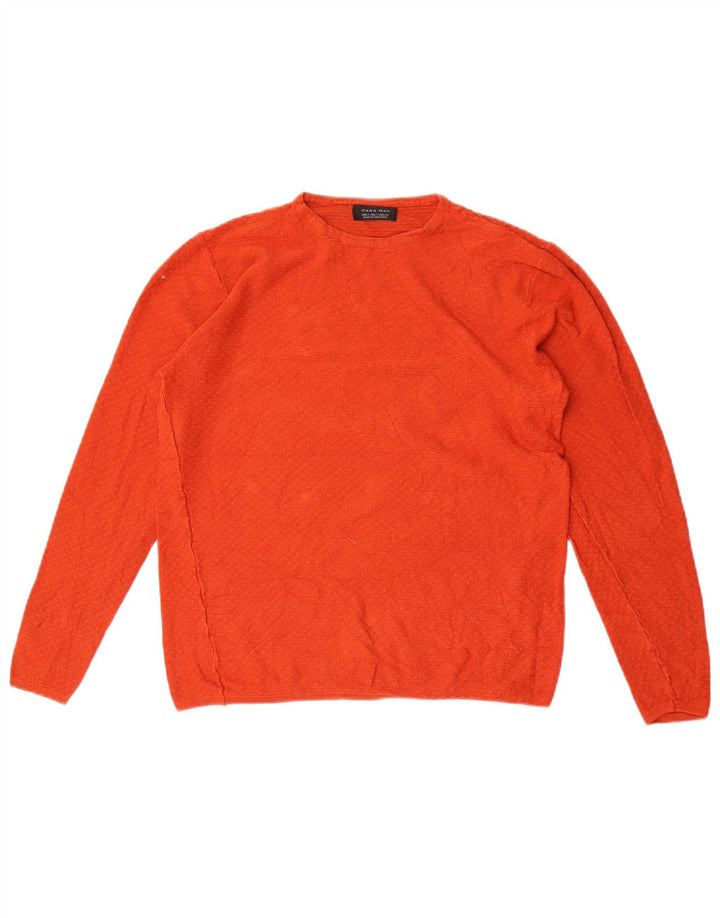 Zara Herren-Pullover mit Rundhalsausschnitt, klein, orange Viskose