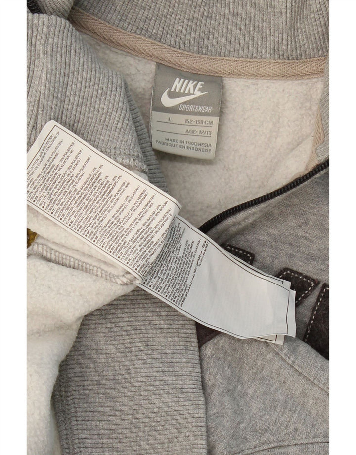 NIKE Boys Graphic Tracksuit Top Jacket 12-13 Years Large Grey Colourblock