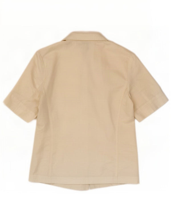 Paolo Tonali Damen Kurzarmhemd UK 10 Small Off White Linen