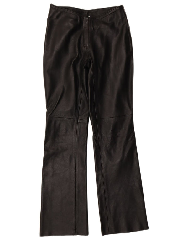 VINTAGE Damen Lederhose UK 10 Small W27 L31 Schwarz