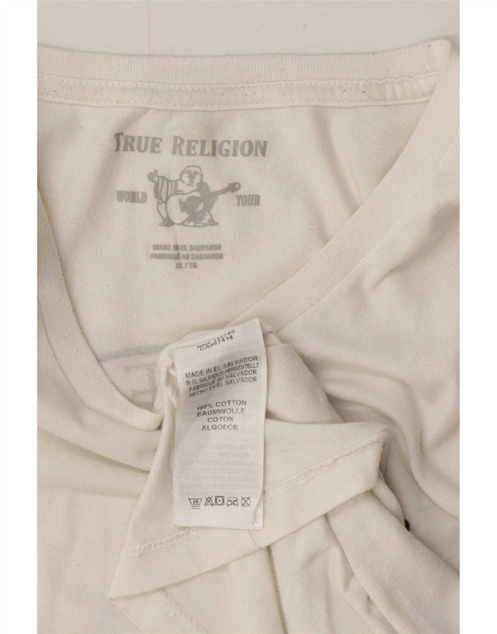 True Religion Herren-T-Shirt mit Grafik, XL, weiße Baumwolle