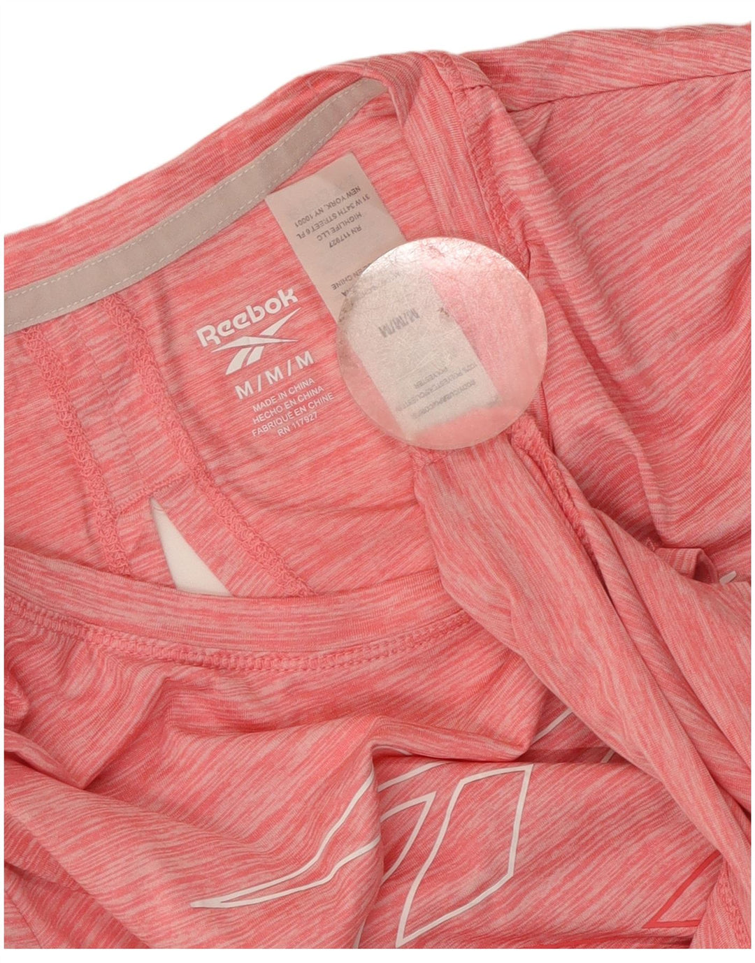 Reebok Damen Grafik-T-Shirt-Oberteil UK 12 Mittelrosa meliertes Polyester