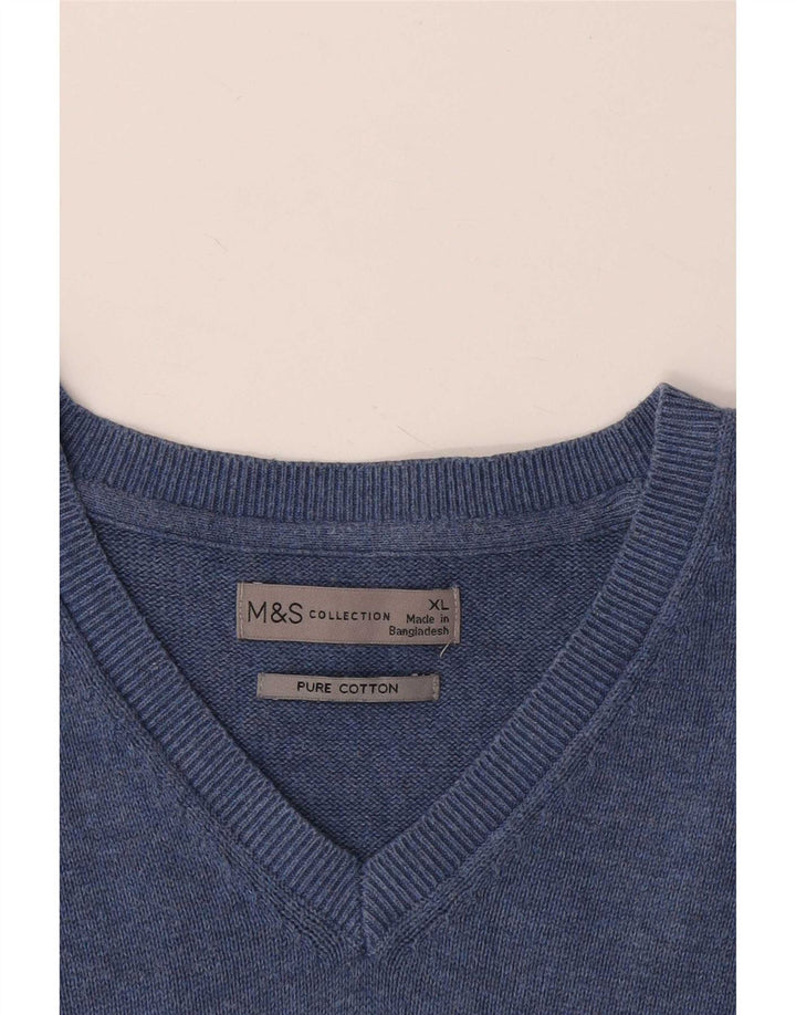 Marks & Spencer Herren Weste Tank Top XL Blau Baumwolle