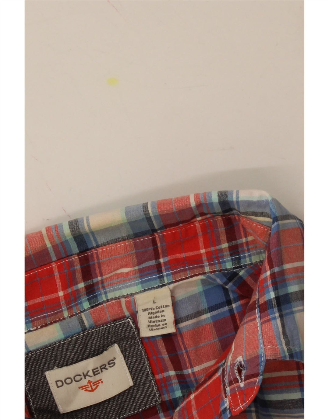 DOCKERS Mens Short Sleeve Shirt Large Red Check Cotton Vintage Dockers and Second-Hand Dockers from Messina Hembry 
