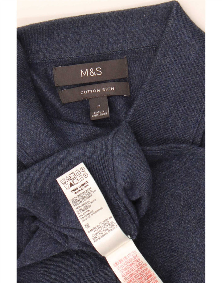 Marks & Spencer Herren-Polo-Pullover aus mittelblauer Baumwolle