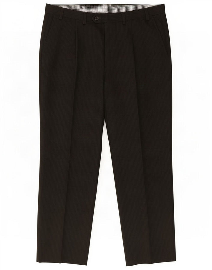 Marks & Spencer Herren-Anzughose mit Pegged-Anzug, W36 L29, braunes Nadelstreifen-Polyester