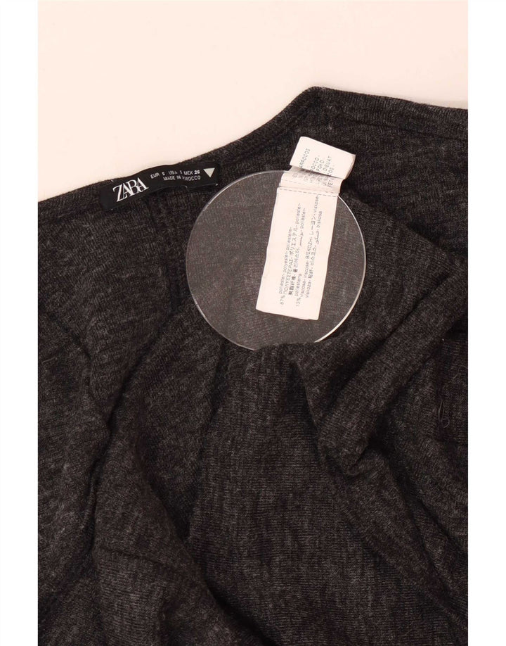Übergroßes Blusenoberteil für Damen von Zara, UK 10, Größe S, grau geflecktes Polyester
