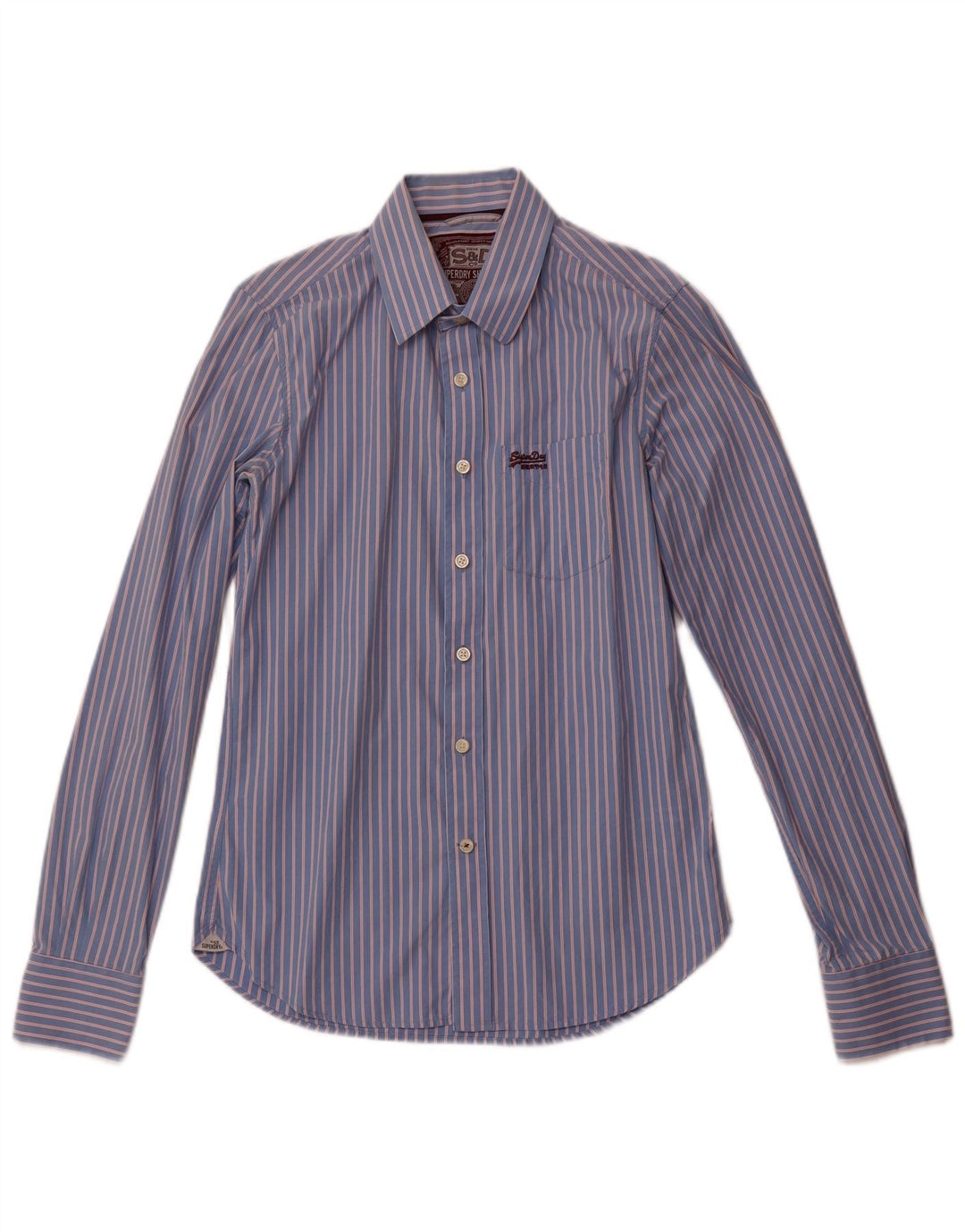 Superdry Herrenhemd aus mittelblauer, gestreifter Baumwolle