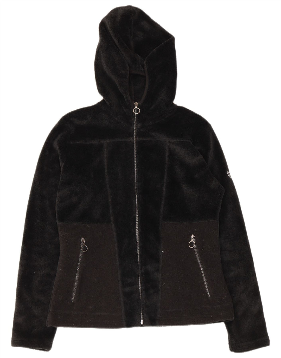 Brugi Damen-Fleecejacke mit Kapuze, UK 12, mittelschwarz, Polyester