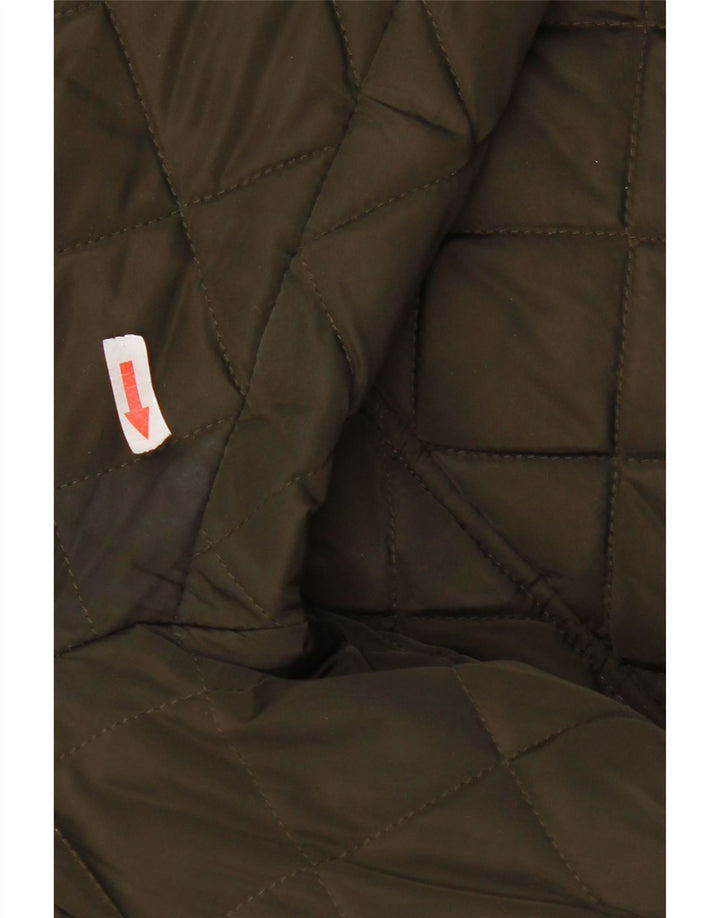 Dkny Womens Hooded Quilted Overcoat UK 16 Large Khaki Polyester