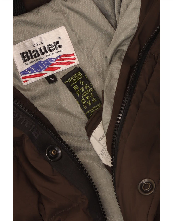 Blauer Wattierte Jungenjacke mit Kapuze, 9–10 Jahre, braunes Polyester