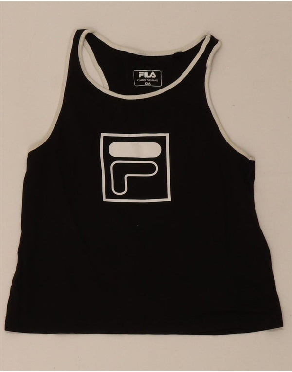 Fila Mädchen-Trägershirt mit Grafik, 11–12 Jahre, schwarze Baumwolle