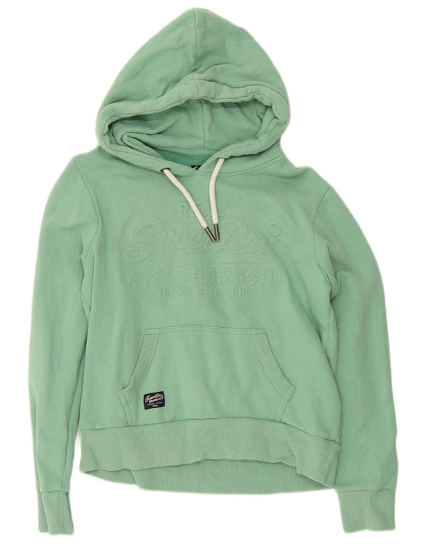 Superdry Graphic Hoodie-Pullover für Damen, UK 12, mittelgrüne Baumwolle