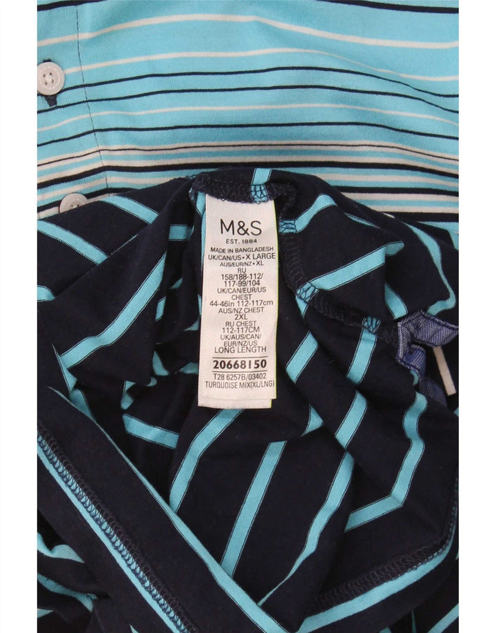 Marks & Spencer Herren-Poloshirt XL, blau gestreift, Baumwolle