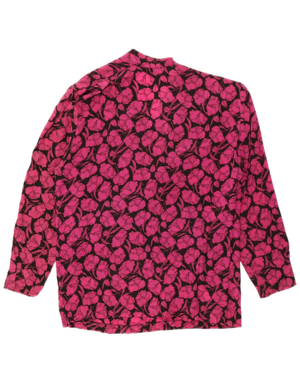 ELENA MIRO Langarm-Blusenoberteil für Damen UK 18 XL Pink Floral Acetate