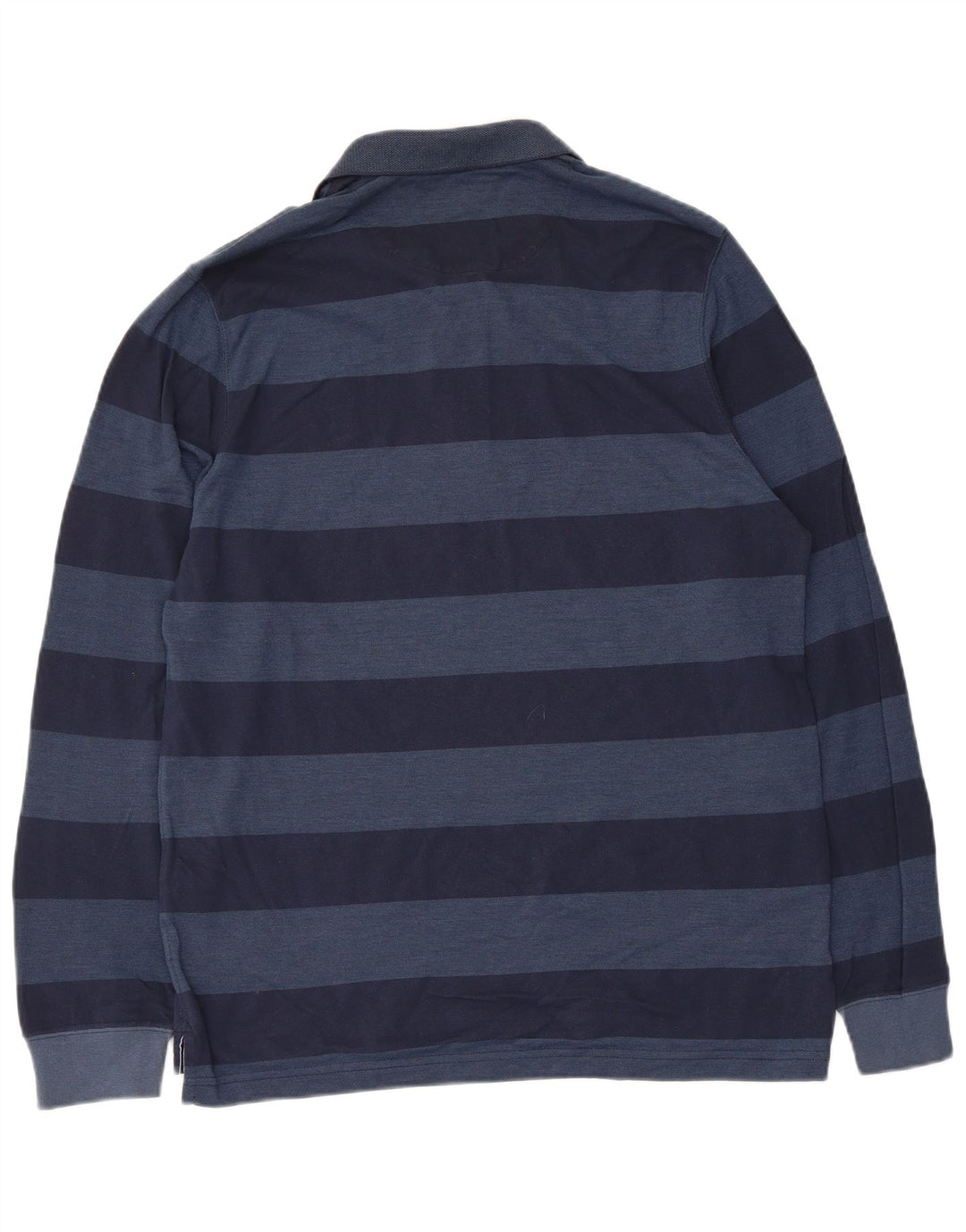Massimo Dutti Herren-Langarm-Poloshirt, groß, Marineblau gestreift