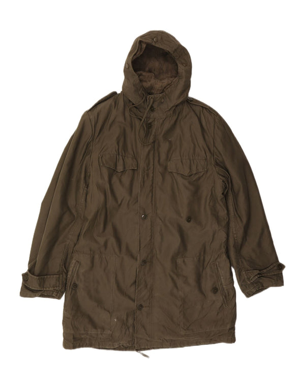Vintage Herren Sherpa Kapuzenparka Jacke UK 38 Medium Khaki Army