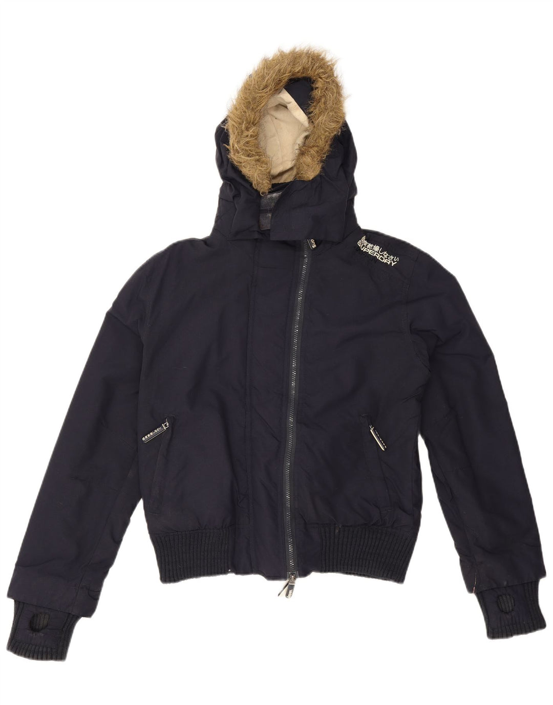 Superdry Damen Bomber Windjacke UK 14 Medium Marineblau