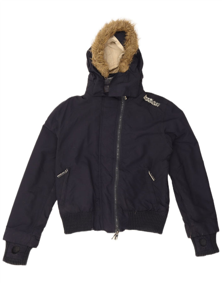 Superdry Damen Bomber Windjacke UK 14 Medium Marineblau