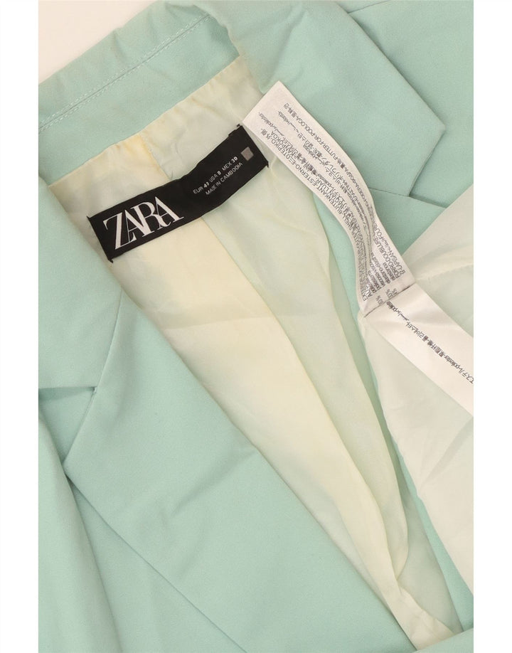 Zara Damen 1-Knopf-Blazerjacke EU 40 Mittelgrünes Polyester