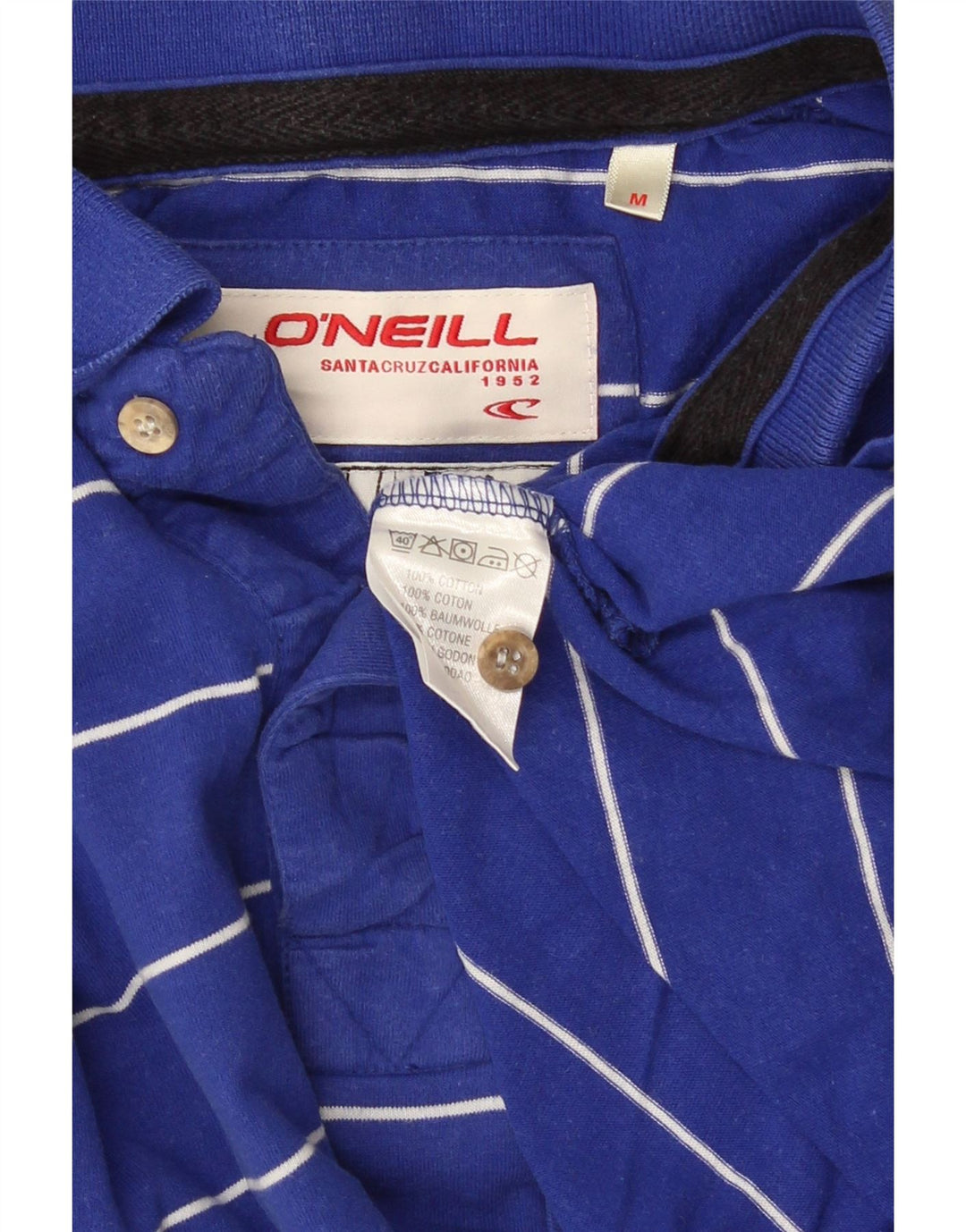 O'Neill Herren-Poloshirt aus mittelblauer, gestreifter Baumwolle
