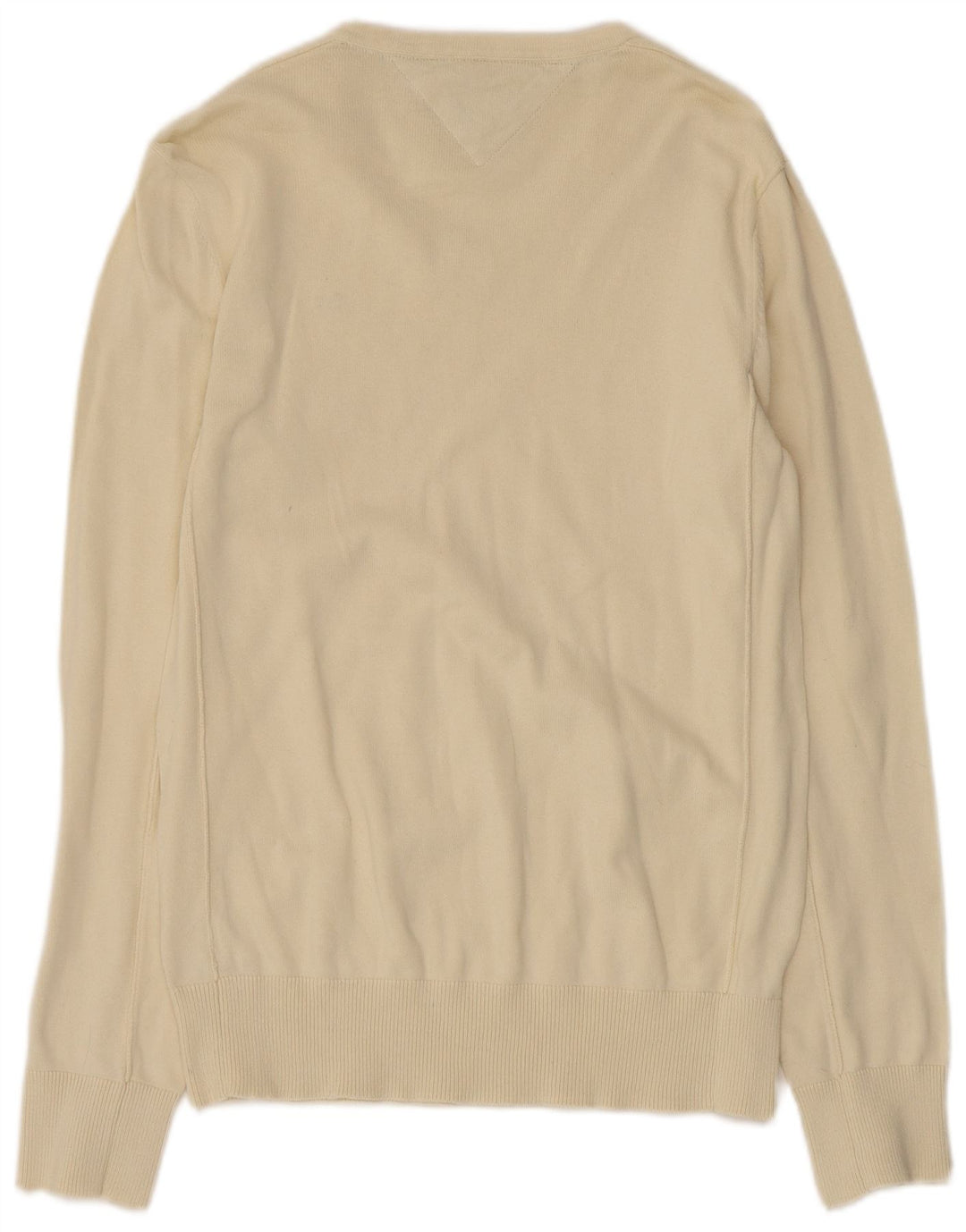 Tommy Hilfiger Herren-Pullover mit V-Ausschnitt, mittelbeige Baumwolle