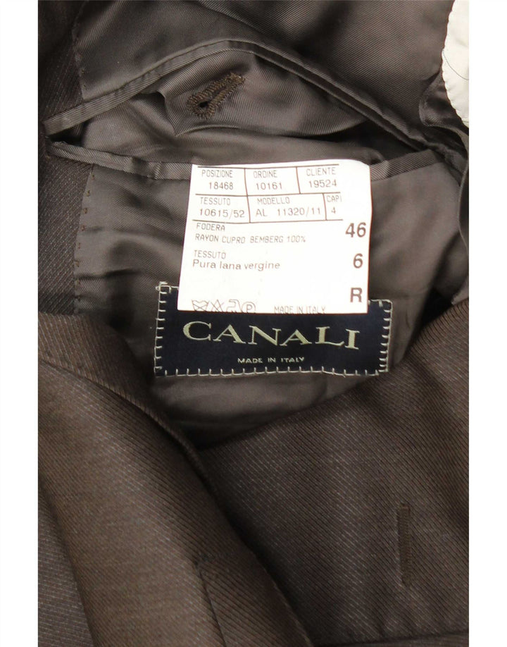 Canali Herren-Blazer mit 3 Knöpfen, IT 46, kleine braune Wolle