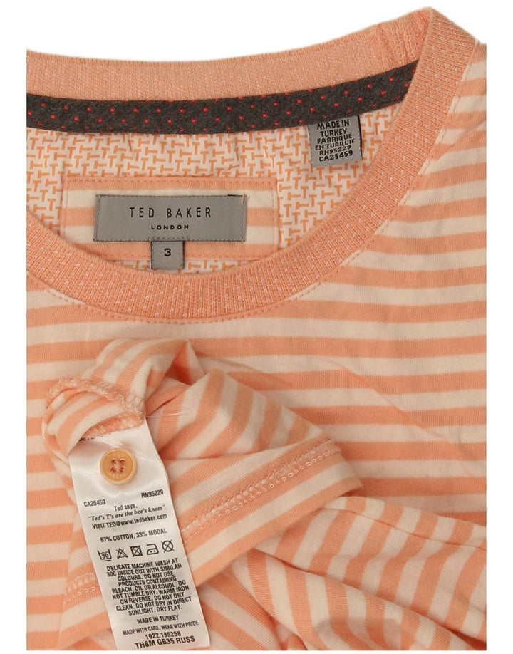 Ted Baker Herren T-Shirt Top Größe 3 Mittelorange gestreift aus Baumwolle