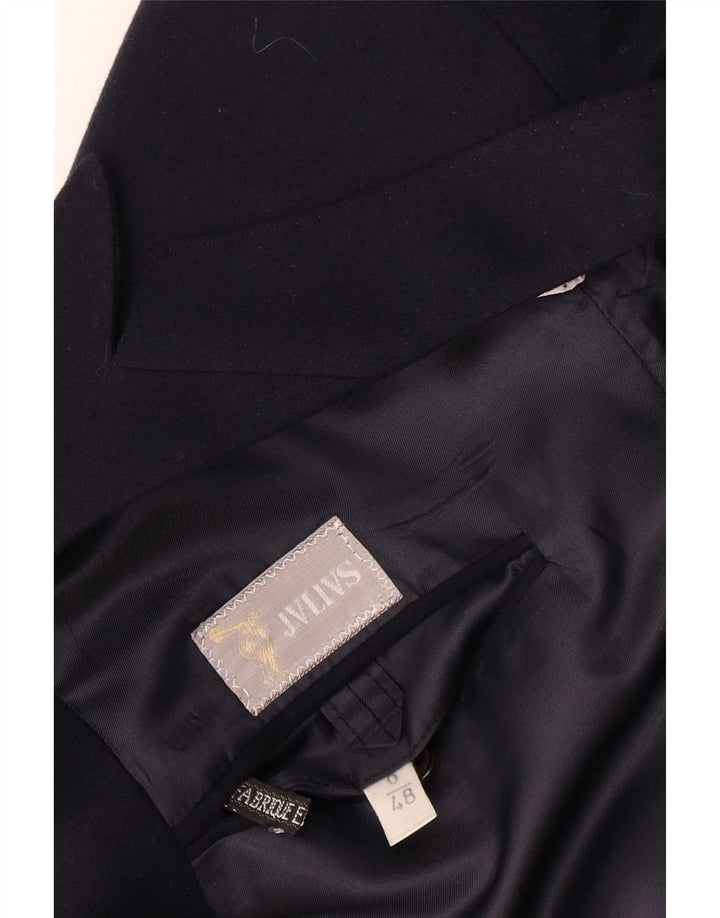 Jvlivs zweireihiger Herren-Blazer IT 48 aus mittelblauer Wolle in Marineblau