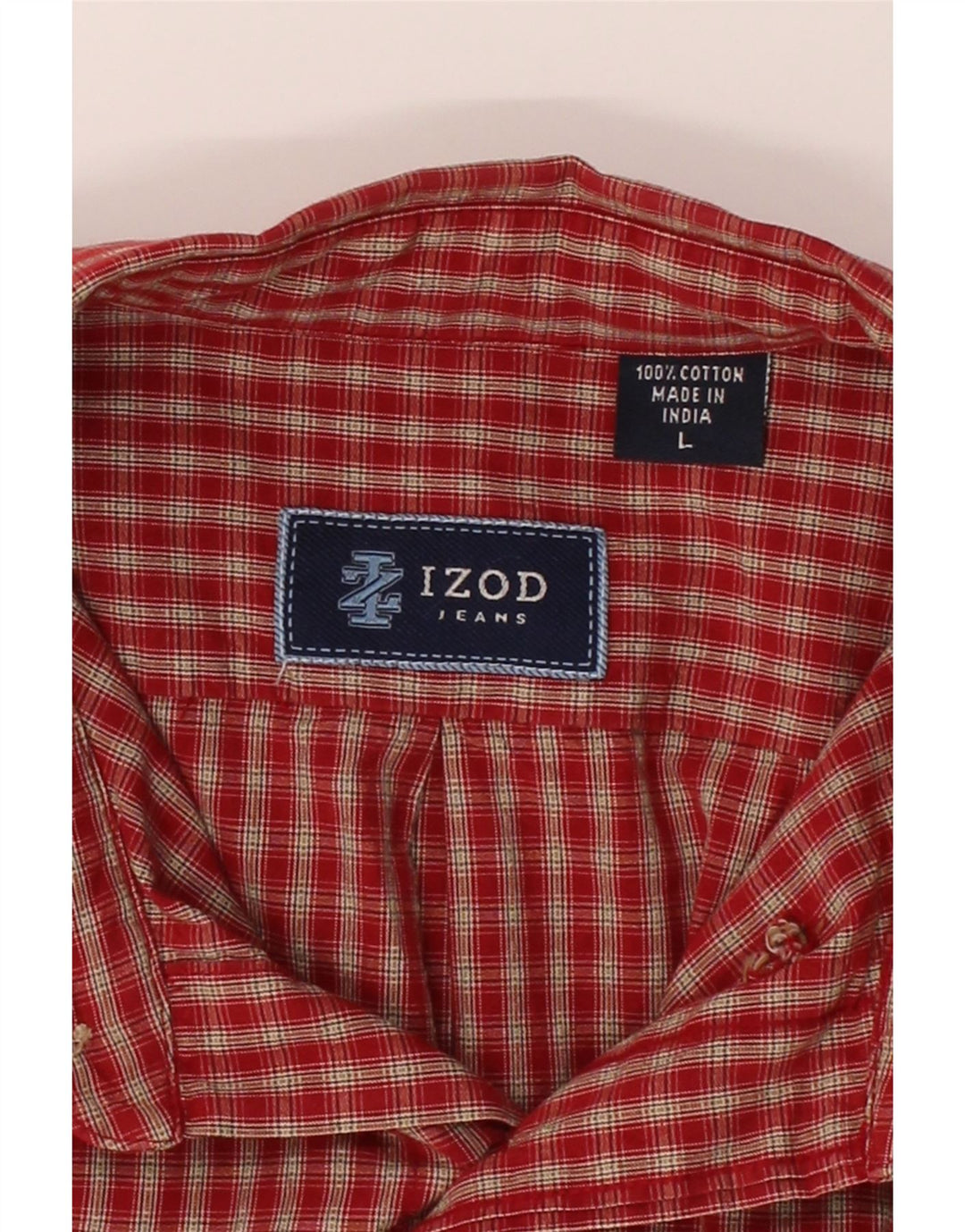 IZOD Mens Shirt Large Red Check Cotton Vintage Izod and Second-Hand Izod from Messina Hembry 