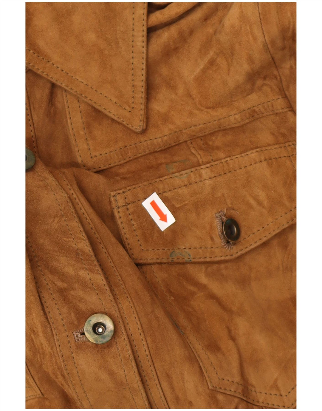 VINTAGE Damen Wildleder-Militärjacke IT 42 Mittelbraunes Leder