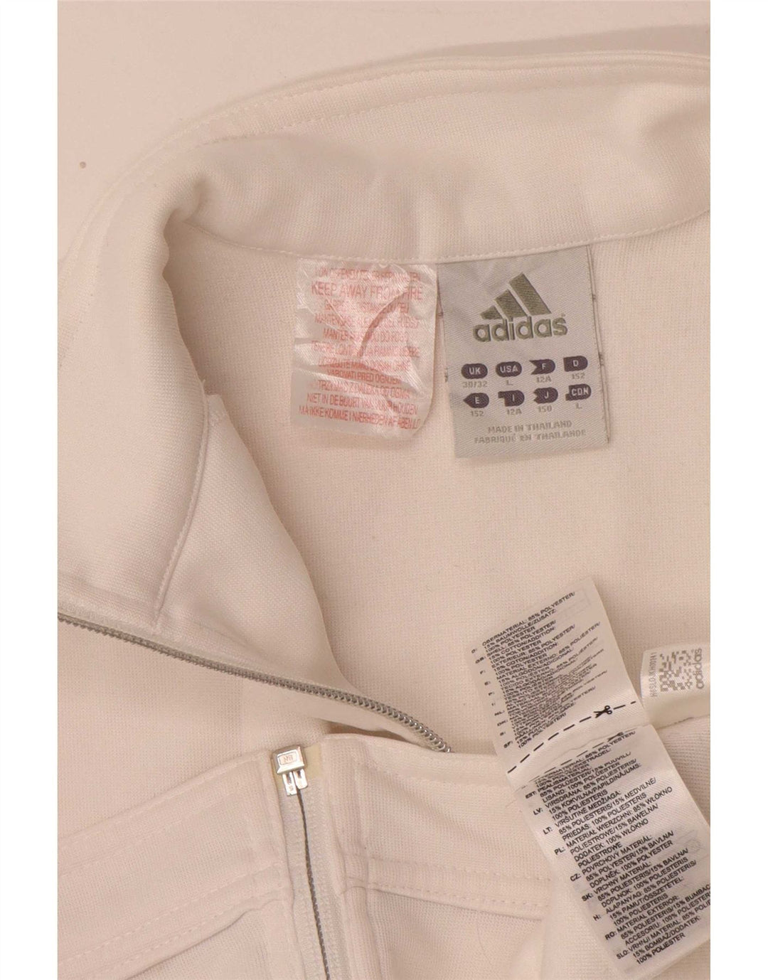 Adidas Mädchen-Trainingsanzugoberteil mit Grafik, 11–12 Jahre, weißes Polyester