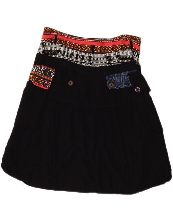 Desigual Womens Graphic A-Line Rock EU 38 Medium W30 Schwarz Patchwork