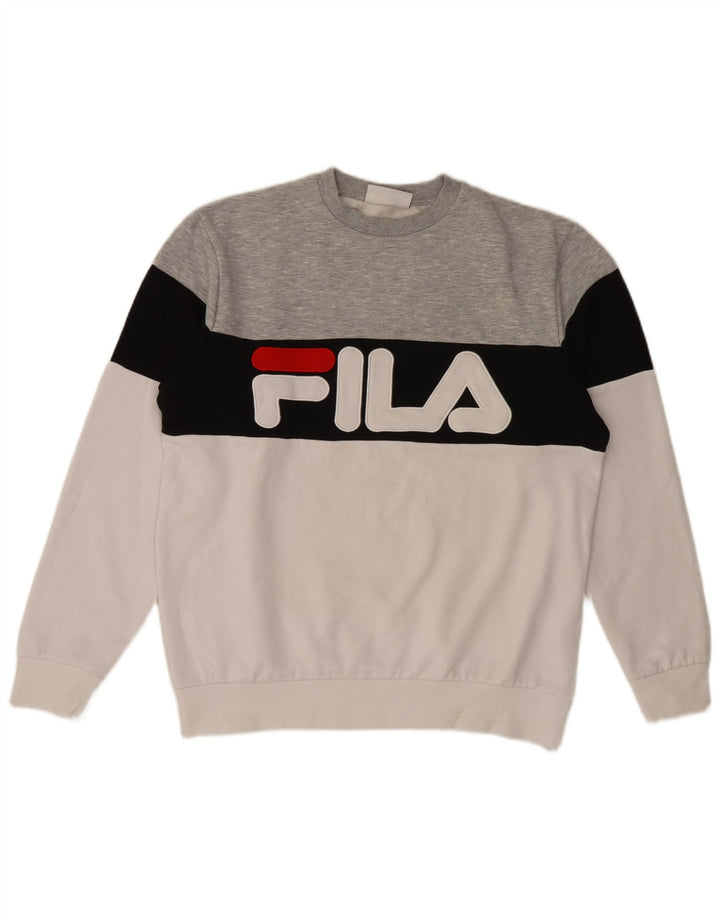 Fila Herren-Sweatshirt mit Grafik, groß, mehrfarbig, Colourblock-Baumwolle