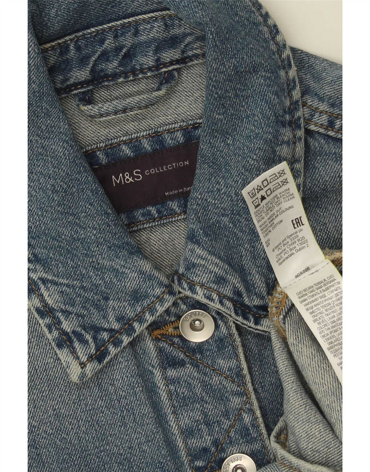 Marks & Spencer Damen Jeansjacke UK 10 Small Blaue Baumwolle