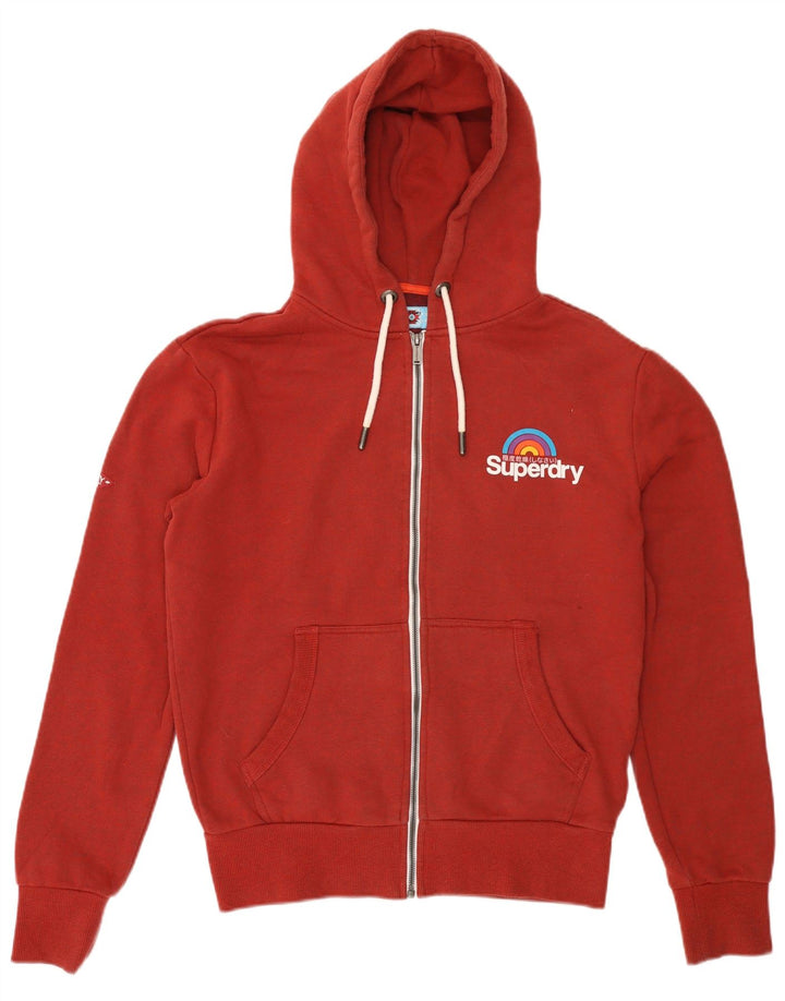 Superdry Herren-Kapuzenpullover mit Reißverschluss, Größe S, Rot, Baumwolle