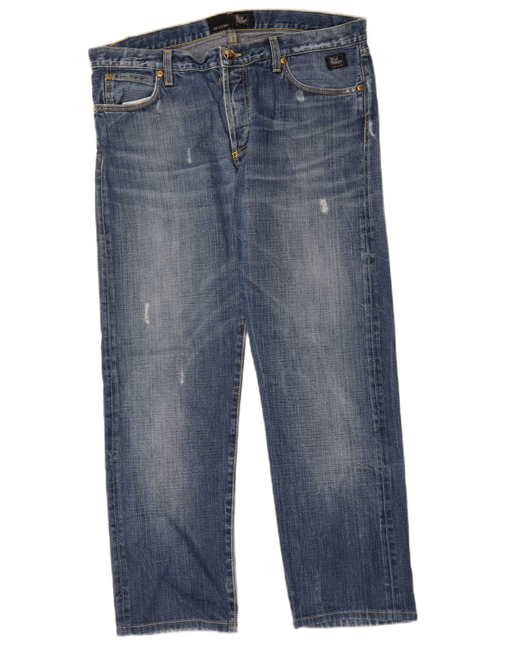 Roy Rogers Herren Distressed Straight Jeans W35 L29 Blau