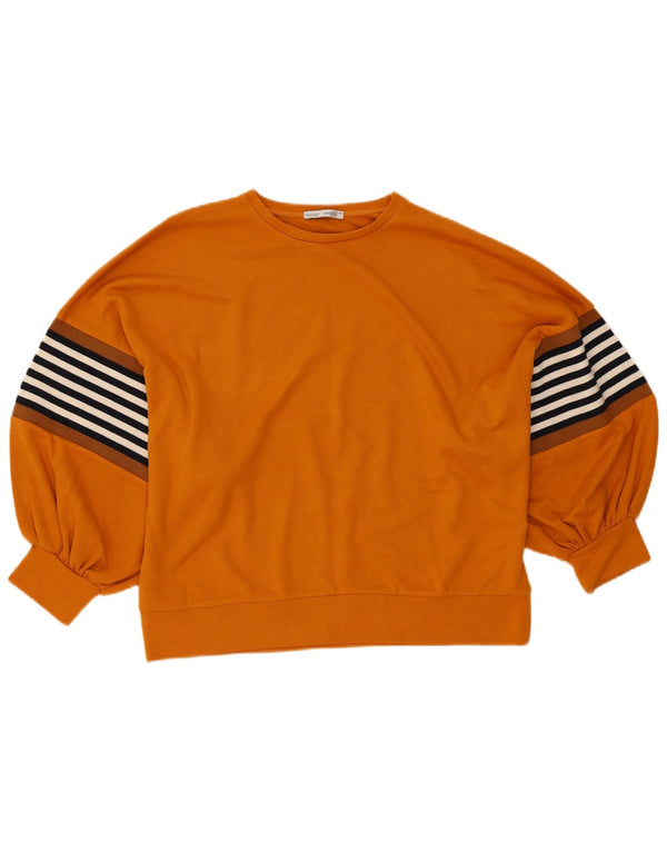 Übergroßer Damen-Sweatshirtpullover von Zara, Gr. 10, klein, orange gestreift