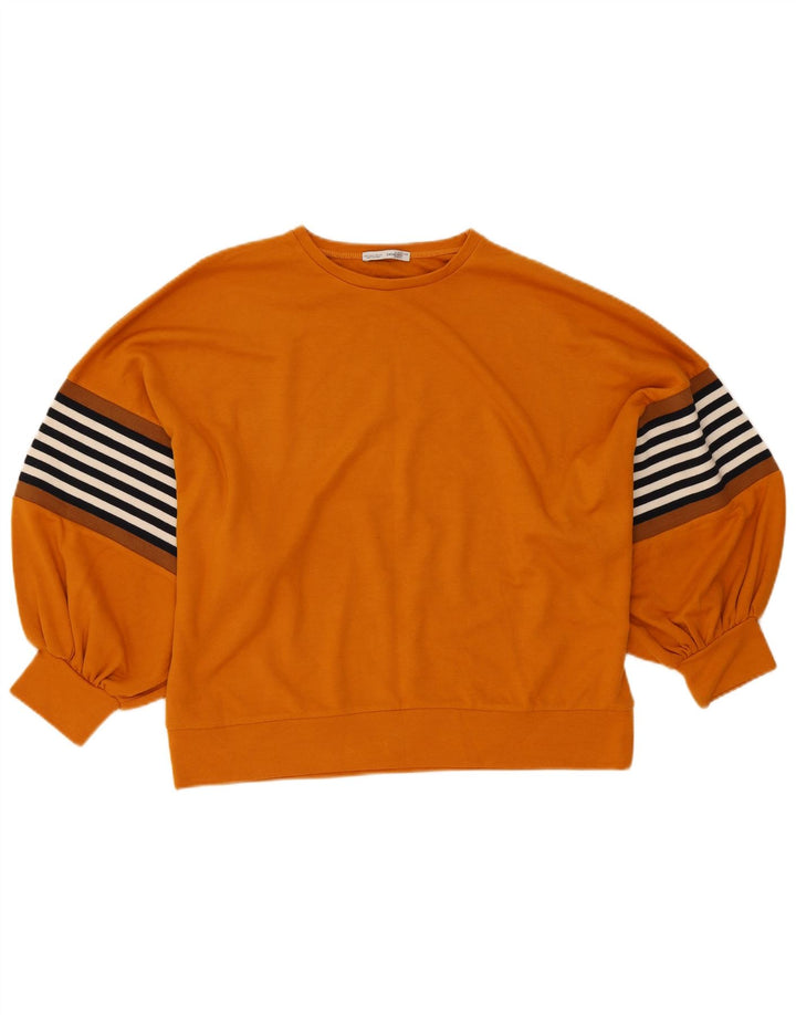 Übergroßer Damen-Sweatshirtpullover von Zara, Gr. 10, klein, orange gestreift