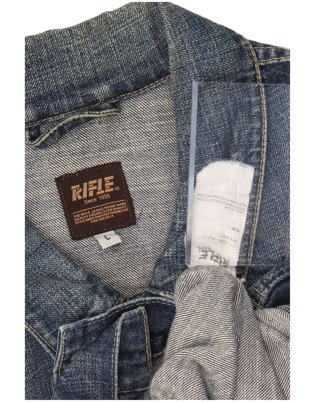 RIFLE Damen Jeansjacke UK 16 Große blaue Baumwolle