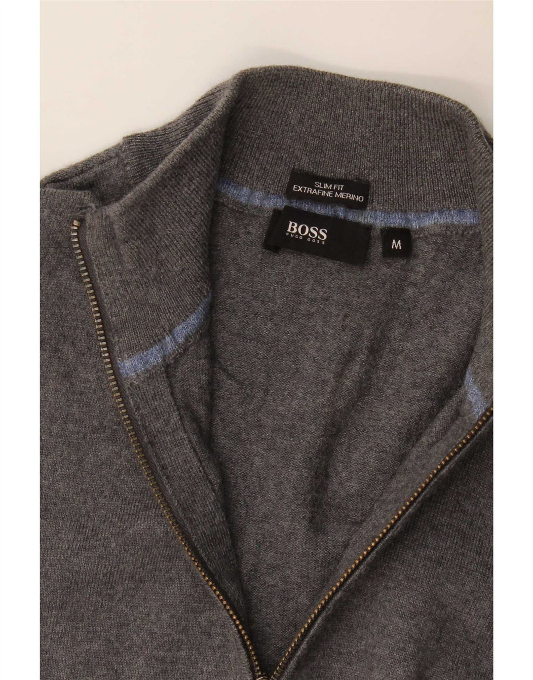 Hugo Boss Slim-Fit-Cardigan für Herren aus mittelgrauer Merinowolle